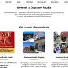 Downtown Arcadia screenshot of the homepage.