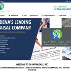 Screenshot of the homepage for GA Appraisals Inc. Website Design by Pure Media Marketing.