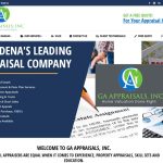 Screenshot of the homepage for GA Appraisals Inc. Website Design by Pure Media Marketing.