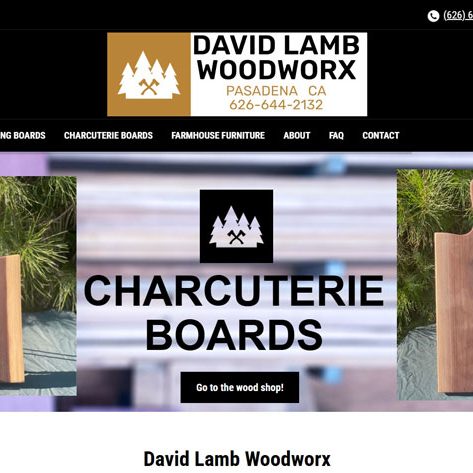 Screenshot of the homepage for David Lamb Wordworx. Website Design by Pure Media Marketing.