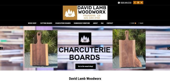 Screenshot of the homepage for David Lamb Wordworx. Website Design by Pure Media Marketing.