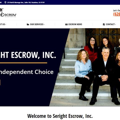 Screenshot of the homepage for Seright Escrow Inc. Website Design by Pure Media Marketing.