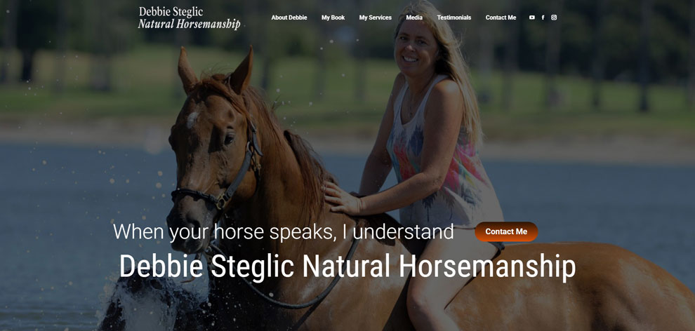 Screenshot of the homepage of Cowgirl Debbie. Website Design by Pure Media Marketing.