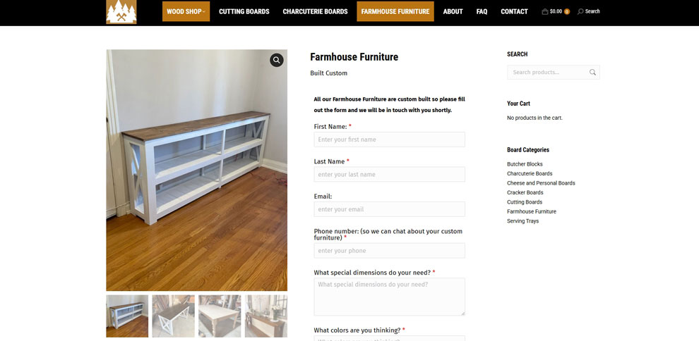 Screenshot of one of the product pages for David Lamb Wordworx.