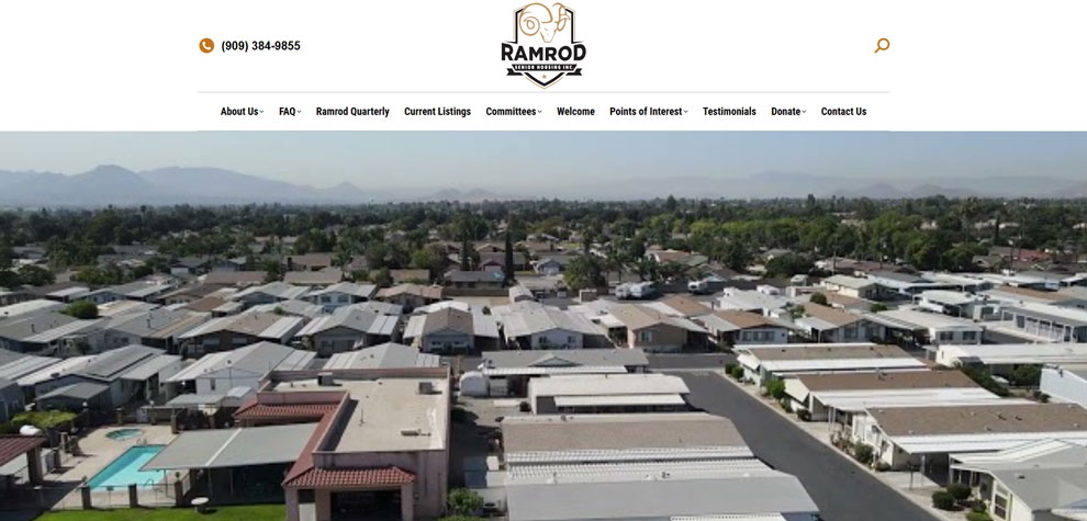 Screenshot of the homepage for Ramrod Senior Housing Inc. Website Design by Pure Media Marketing.