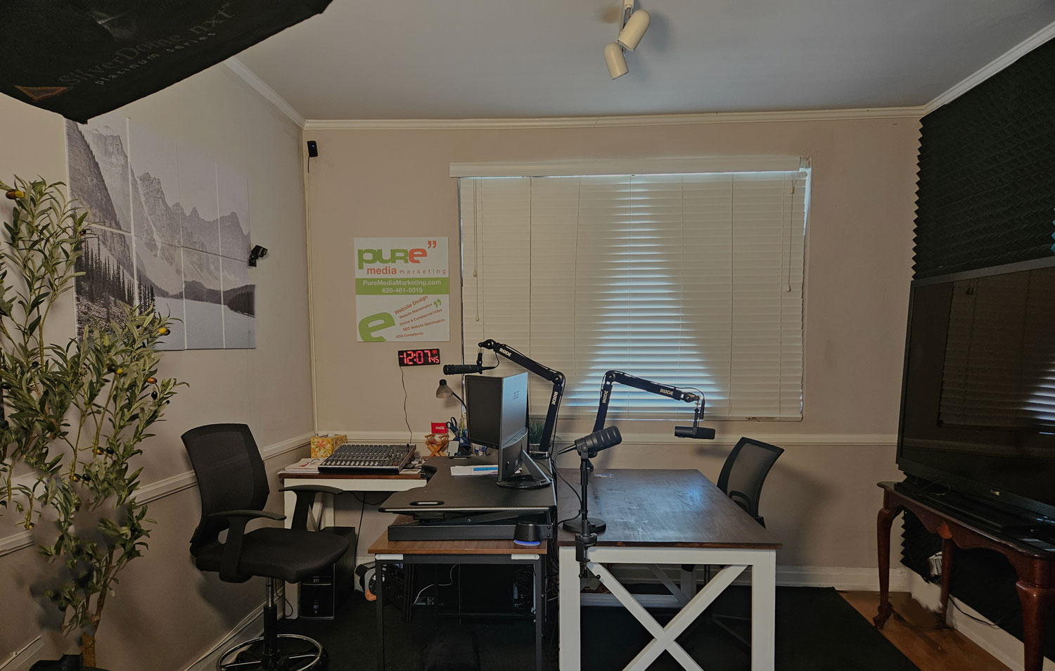 Pure Media Marketing Podcast studio.